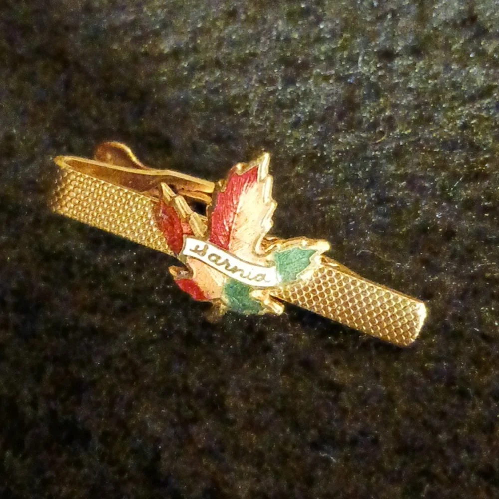 Sarnia Souvenir Enameled Tie Clasp Vintage